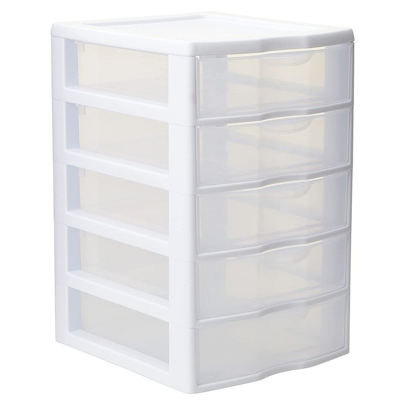 Sterilite Clearview Small Clear Plastic Stackable 5 Drawer Storage System for Desktop and Drawer Household Organization for Stationary or Pens, 5 of 8