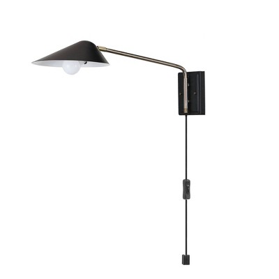 Finnick Plug-in or Hardwire Wall Sconce (Includes LED Light Bulb) Matte Black - Globe Electric