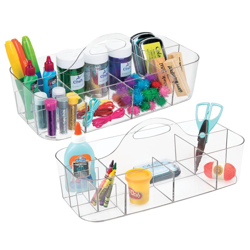 mDesign Plastic Divided Crafting Storage Organizer Caddy, Handle, 1 of 10