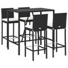 vidaXL Patio Bar Set Outdoor Table and Chair Set with Cushions Poly Rattan - 43.3" Table Length Black 4 Items - 3 of 4