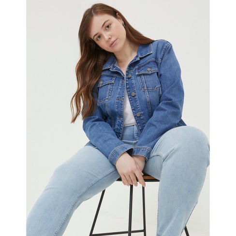 Plus size oversized denim on sale jacket