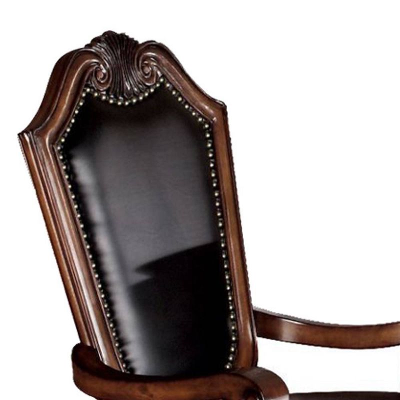 28&#34; Chateau De Ville Dining Chair Black Synthetic Leather and Cherry Finish - Acme Furniture, 3 of 8