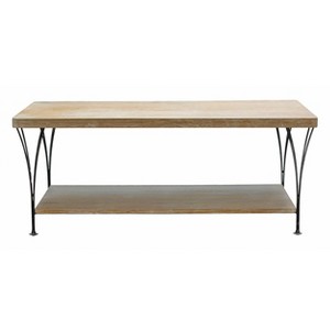 Thetford Coffee Table with Shelf Washed Wood - Alaterre Furniture, Brown