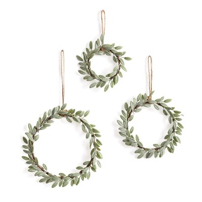 Plum & Post Lambs Ear Wreath Ornaments, Set Of 3
