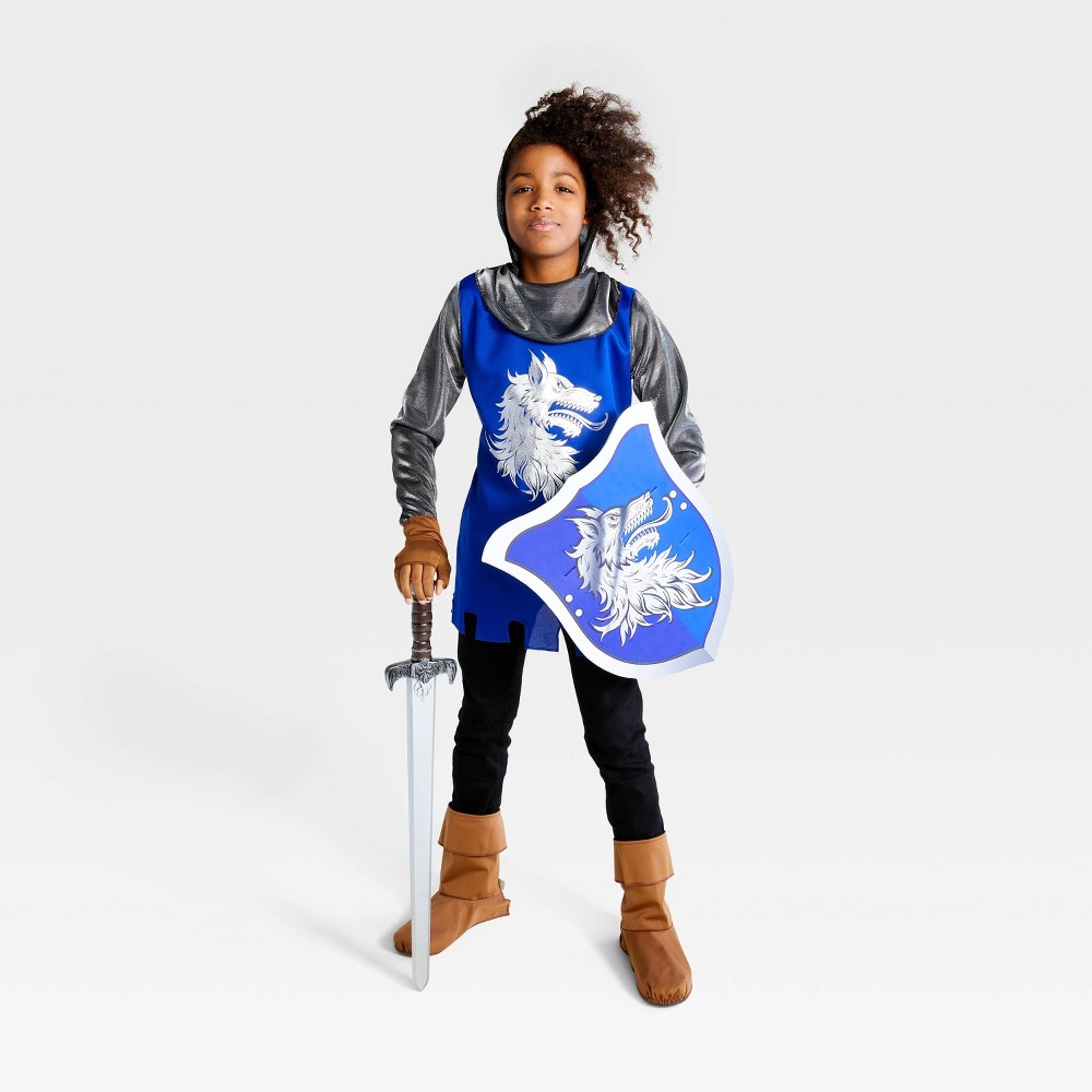 MEDIUM Halloween Kids' Royal Knight Blue Halloween Costume Top with Accessories M - Hyde & EEK! Boutique