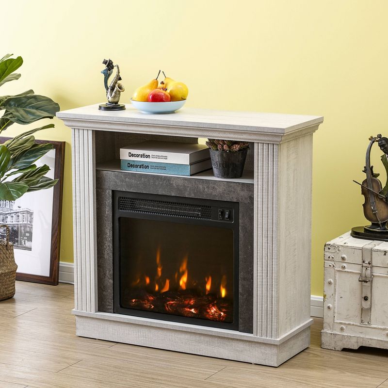 32&#34; Freestanding Electric Fireplace Saw Cut Off White - Home Essentials, 5 of 10