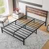 KIGFTSOD Platform Bed Frame with Rustic Vintage Wood Headboard - 3 of 4