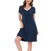 cheibear Women's Soft V-Neck Summer Pajama Lounge Dress with Pockets Nightgowns - 2 of 4