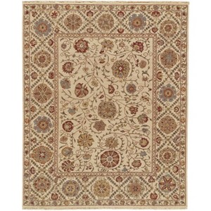 Red Tan and Gold Wool Oriental Hand Knotted Area Rug - 1 of 4