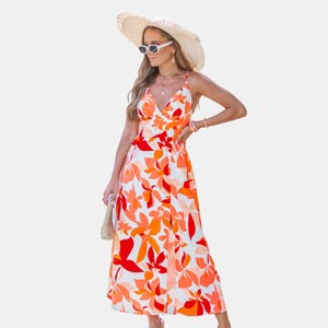 Women's Vibrant Floral Slit Maxi Dress for Tropical Getaways - Cupshe - 1 of 4