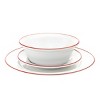 Godinger Silver 16pc Porcelain Bistro Dinnerware Set Red Rim: Dishwasher & Microwave Safe, Service for 4, Solid Pattern - image 3 of 4