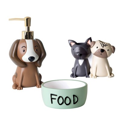 3pc Puppy Love Bath Set with Soap Dish - Allure Home Creations