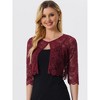 Allegra K Women's Elegant 3/4 Sleeve Sheer Floral Lace Cropped Bolero Shrugs - 2 of 4