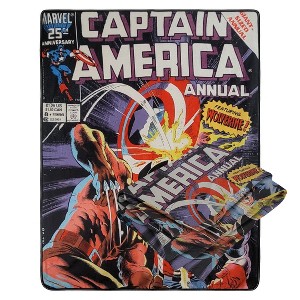 Bazillion Dreams Marvel Legends Captain America x Wolverine Dual Danger Exclusive Fleece Comfy Throw Blanket for Adults & Kids | 60 x 50 Inches - 1 of 4