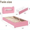 Upholstered Twin Bed Frame with Headboard, 2-Tier Storage, Charging Station & Drawer, Metal Platform, No Box Spring Needed - 2 of 4