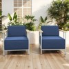Belord Metal Patio Chairs Set of 2 with 10" Thick Seat Cushion, Metal Outdoor Furniture with Faux-Wood Armrest, Deep Seat, and Comfort Foam Cushion - 3 of 4