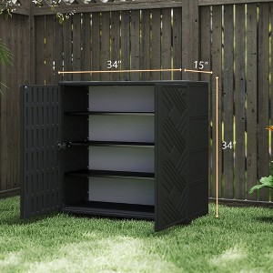 Decksplore Weatherproof Storage Cabinet - Horizontal Outdoor Shed Tucks Under Fences for Patios/Backyards - 1 of 4