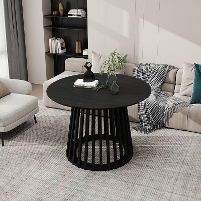TIRAMISUBEST Round Coffee Table, Grille Molding, Suitable for Bedroom, Living Room, Balcony