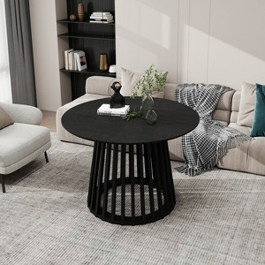 TIRAMISUBEST Round Coffee Table, Grille Molding, Suitable for Bedroom, Living Room, Balcony - 1 of 4