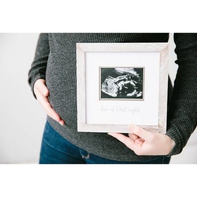 Rustic White Wood Sonogram Photo Frame with Script