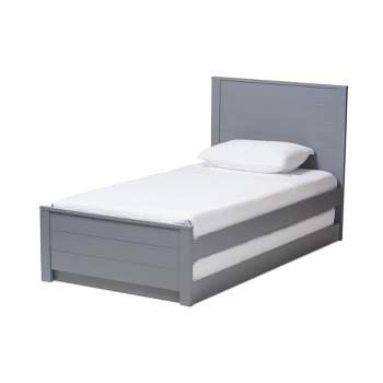 Twin Catalina Modern Classic Mission Style Finished Wood Platform Bed with Trundle Gray - Baxton Studio