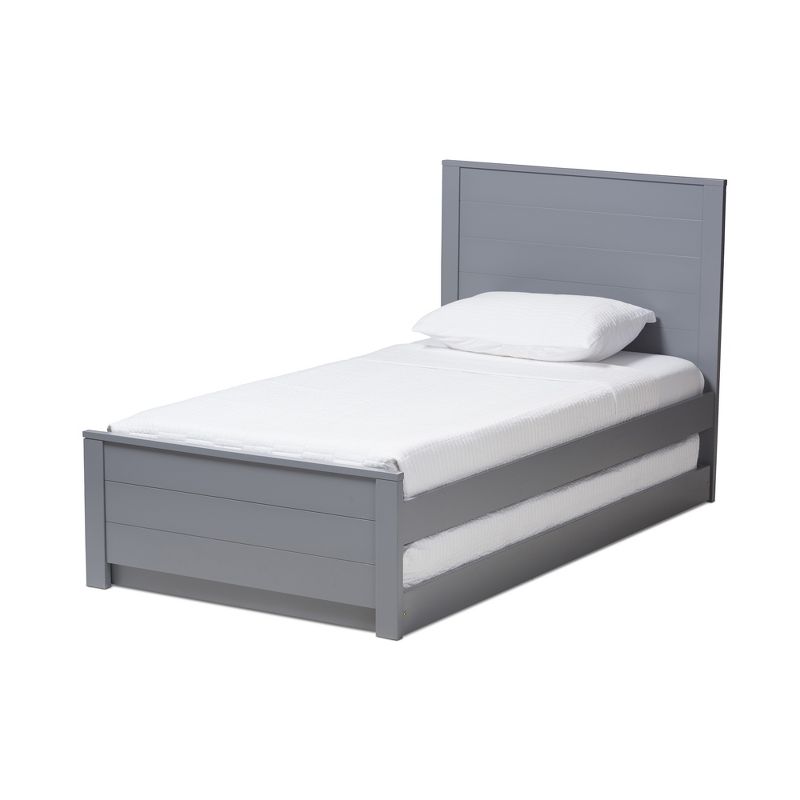 Twin Catalina Modern Classic Mission Style Finished Wood Platform Bed with Trundle - Baxton Studio, 1 of 13