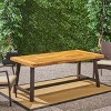 GDFStudio Bowman Outdoor Modern Industrial Acacia Wood 71" W Dining Table with Metal Legs - image 2 of 4