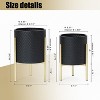 LuxenHome 2-Piece Diamond Pattern Round Metal Cachepot Planter Set, Black with Gold Stands - 3 of 4