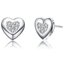 Guili Lovely Heart Stud Earrings – Elegant & Romantic with Clear Cubic Zirconia. Perfect for Any Occasion in White, Gold & Rose Gold - 1 of 2