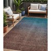 Teal Blue Chocolate And Charcoal Ombre Washable Indoor Outdoor Area Rug - 2 of 4