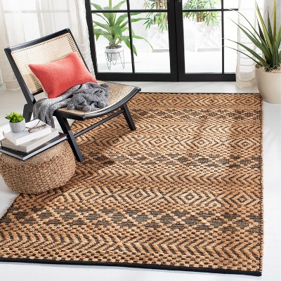 Handwoven Black and Natural Wool Kilim Area Rug, 3' x 5'