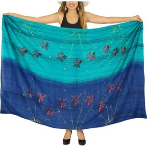LA LEELA Women's Beachwear Sarong Bikini Skirt Swim Cover Up Swimwear Summer Wraps Swimsuit Beach Wrap Coverups for Women One Size Blue,Tie Dye - 1 of 4