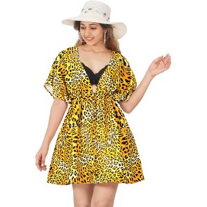 LA LEELA Women's Beachwear Loose Holiday Bathing suit Summer Short Fall Swimsuit Cover ups Tops X-Large-XX-Large Orange Animal Icon - 1 of 4