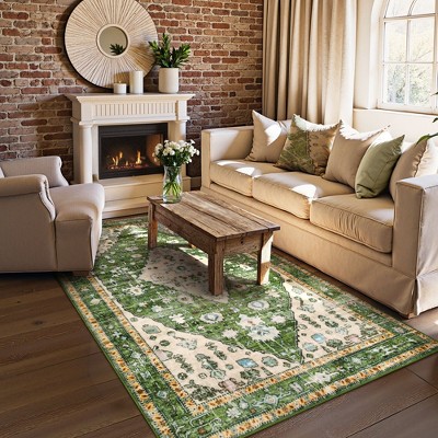 Lahome Boho Traditinal Area Rug for Bedroom Soft Non Slip Washable Living Dining Room Mat Indoor Office Carpet for Kitchen Nursery Bedroom