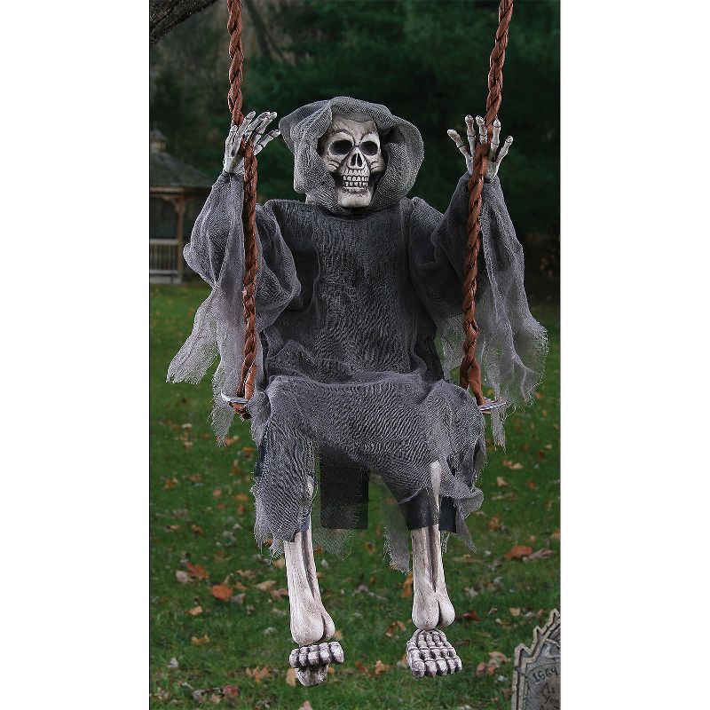 Fun World Reaper On Swing Prop Halloween Decoration - 36 in - Gray, 3 of 5