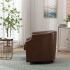 Swivel Barrel Accent Chair, Mid-Century Club Chair with Copper Nailhead Trim for Living Room – Cuddlewood - 4 of 4
