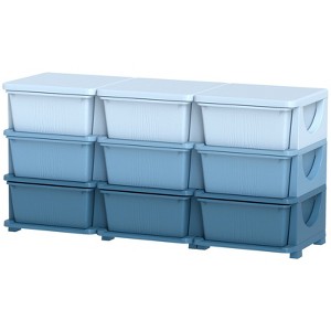 FONTOI 3 Tier Kids Storage Unit with 9 Bins for Boys Girls Toddlers, Toy Organizer for Kids Bedroom Nursery Kindergarten, Blue, 14.5"*22.3"*44.5" - 1 of 4