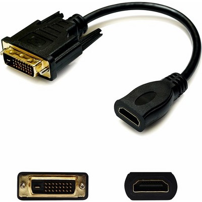 AddOn 8in HDMI Male to DVI-D Female Black Adapter Cable - 100% compatible and guaranteed to work