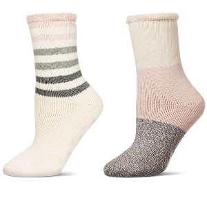 MeMoi Women's 2 Pair Pack Thermal Crew Socks - 1 of 3
