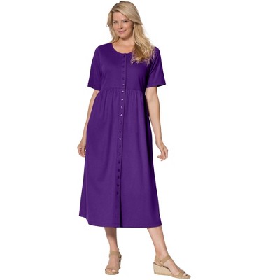 Woman Within Plus Size Button-Front Essential Dress