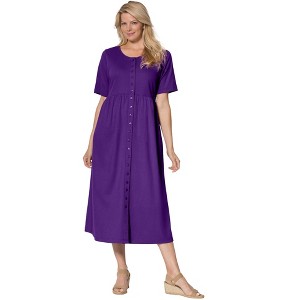 Woman Within Plus Size Button-Front Essential Dress - 1 of 4