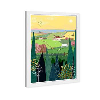 13" x 19" Farms and Fields Nature and Landscape Framed Wall Art Green - Olivia's Easel