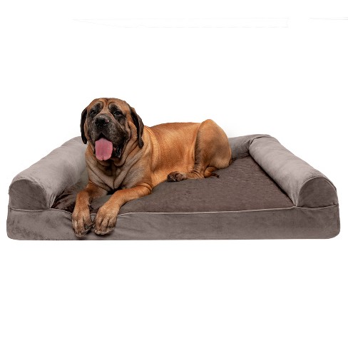 Furhaven Faux Fur & Velvet Orthopedic Sofa Dog Bed - Jumbo Plus ...