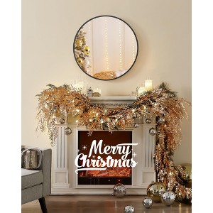 Round Mirror, Bathroom Mirror for Wall, Metal Frame, Easy to Install Ink Black - 1 of 4