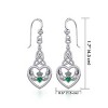 Slickblue Women's Claddagh Heart Dangle Earrings, Sterling Silver with Emerald Glass, Celtic Knot Design, 1.7 Inch - 2 of 4