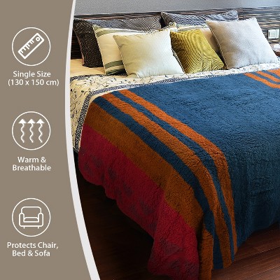 Southwestern Striped Reversible Sherpa Fleece Throw Blanket, 50 x 60 inches
