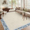 Washable Modern Floral Living Room Rugs, Soft Non Slip Bordered Bedroom Carpet, Ultra Thin Foldable Accent Mat for Dining Room - 2 of 4
