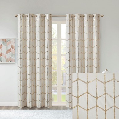 Kumasinova 84"/63" Full Blackout Curtains,Metallic Print Window Curtains Panel with Grommet Top,Kitchen Curtains for Living Room&Bedroom
