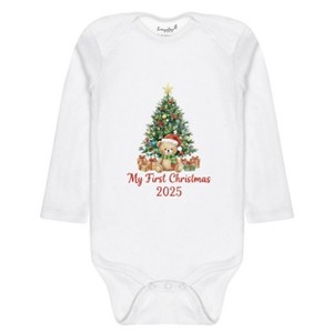 Everyday Kids Christmas Collection My First Christmas 2025 Teddy Tree Baby Onesie – Holiday Graphic Bodysuit - 1 of 4