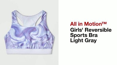 Girls' Reversible Sports Bra - All In Motion™ Light Gray/Purple S